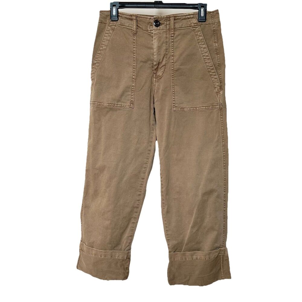 78 & Sunny Pants Women’s 6 Pedal Pusher Cropped Brown Wide Cuff Preppy Neutral